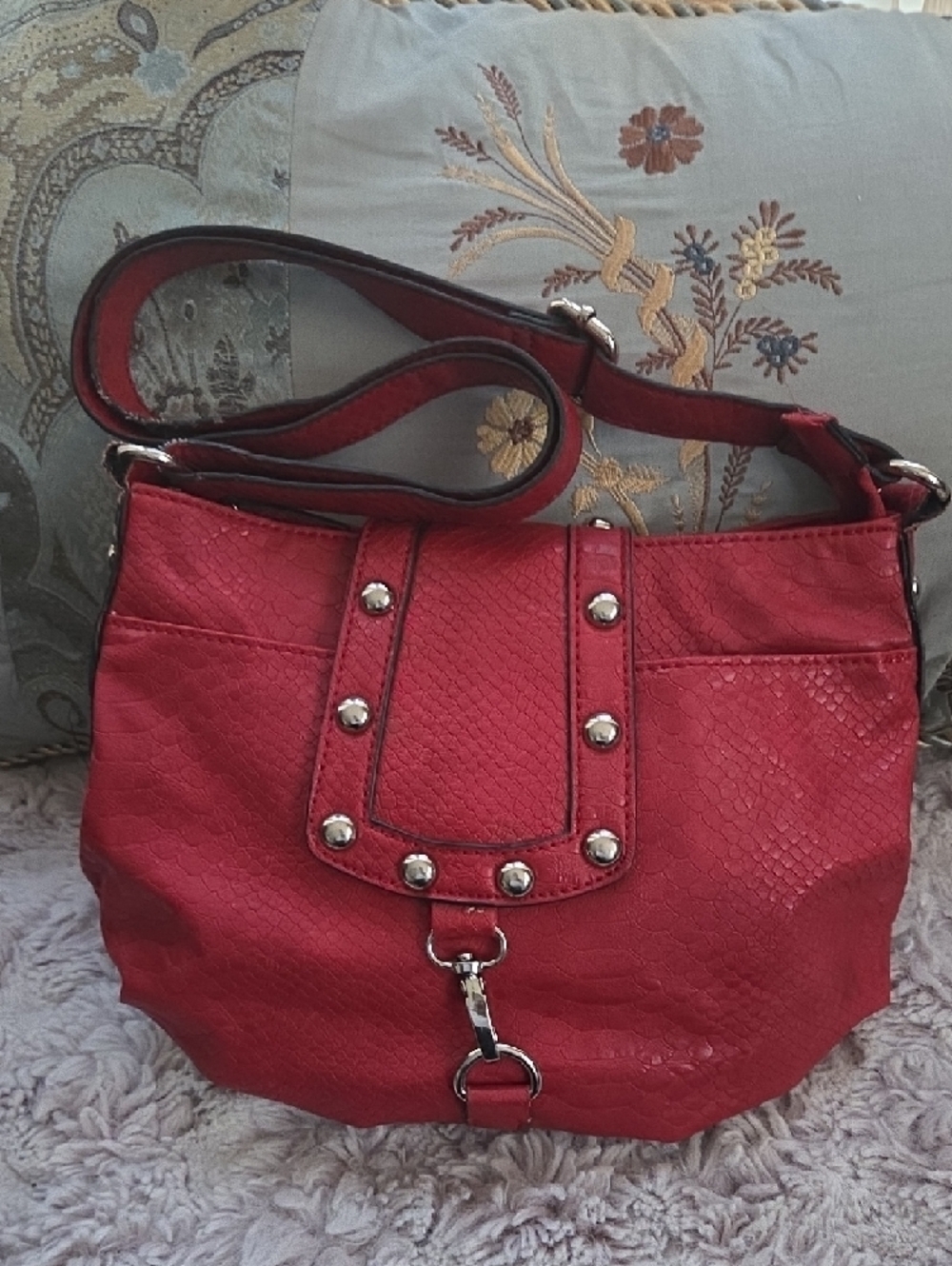 Jessica Simpson Red Studded Crossbody Shoulder Bag